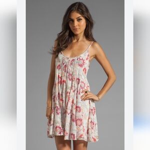 Free People Floral Pintuck Mini Dress XS